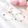Brass Glass Flower Link Bracelets for Women BJEW-JB12383-1