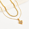 Elegant 304 Stainless Steel Cubic Zircona Heart Pendant Double Layer Necklaces EE4627-1