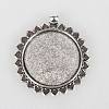 Tibetan Style Alloy Pendant Cabochon Settings TIBEP-N003-62AS-1