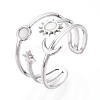 304 Stainless Steel Cuff Rings Components STAS-N113-03P-1