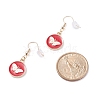 Flat Round with Butterfly Enamel Dangle Earrings EJEW-JE04862-4