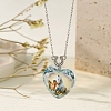 Heart with Horse Pattern Glass Pendant Necklaces PW-WGF1C5C-01-1