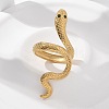 304 Stainless Steel Rhinestone Snake Open Cuff Rings RJEW-A052-07G-2