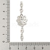 Brass Pave Clear Cubic Zirconia Flower Links Connector Charms KK-P277-50P-3