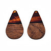 Transparent Resin & Walnut Wood Pendants RESI-N025-030-C02-1