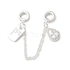 Brass Micro Pave Clear Cubic Zirconia Cable Chain European Beads KK-G531-07C-S-1