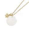 Summer Beach Brass Cubic Zirconia Sea Animal Pendant Necklaces for Women NJEW-B118-03G-01-1