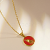 Stylish Stainless Steel Enamel Enamel Pendant Necklaces ZI7036-1-1