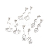 Non-Tarnish 304 Stainless Steel Flower Long Dangle Stud Earrings for Women EJEW-JE05006-1