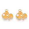 Light Gold Plated Alloy Enamel Pendants ENAM-T009-82B-RS-2