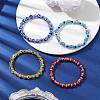 4Pcs 4 Colors Evil Eye Handmade Lampwork & Electroplated Glass Stretch Bracelet Sets BJEW-TA00520-2