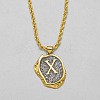 Brass Crystal Rhinestone Oval with Letter Pendant Necklaces FS-WG7CB6D-22-1