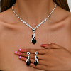 Brass Rhinestone Pendant Necklaces & Stud Earrings Sets for Women WGFE659-04-1