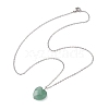 Natural Green Aventurine Faceted Heart Pendant Necklaces NJEW-JN05104-02-4