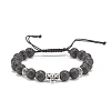 Natural Lava Rock & Alloy Tube Braided Bead Bracelet BJEW-JB08304-1