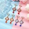 Handmade Glass Seed Beads and Glass Pearl Round Stud Earrings EJEW-MZ00280-2