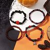 4Pcs Halloween Skull Pumpkin Gemstone Beaded Stretch Bracelets Kit BJEW-TA00483-5