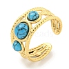 Ion Plating(IP) 304 Stainless Steel Synthetic Turquoise Cuff Rings G-Z056-06G-05-1