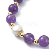 Natural Amethyst & Pearl Beaded Stretch Bracelet BJEW-JB09360-01-4