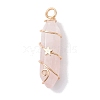 Natural Rose Quartz Double Terminal Pointed Pendants PALLOY-JF02672-03-1