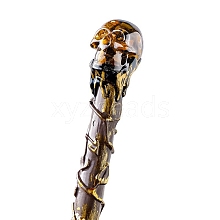 Skull Natural Tiger Eye Magic Wand with Resin Stick PW-WG2DDC6-03