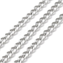 304 Stainless Steel Faceted Curb Chains CHS-G027-02P