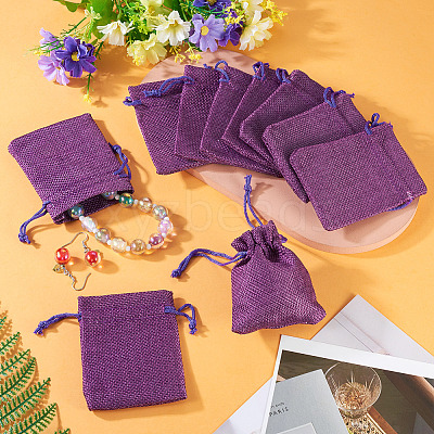 20Pcs Rectangle Polyester Imitation Burlap Packing Pouches Drawstring Bags ABAG-TA0002-02-1