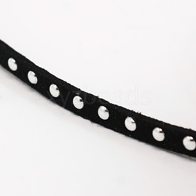 Silver Aluminum Studded Faux Suede Cord LW-D004-01-S-1