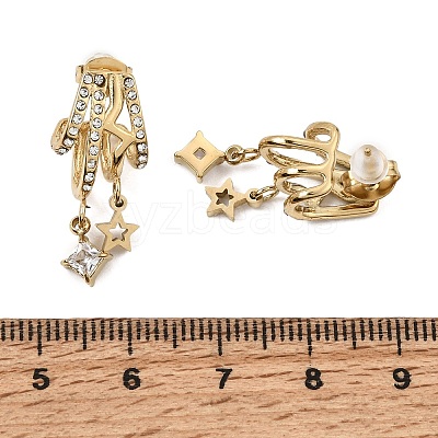 304 Stainless Steel Rhinestone Stud Dangle Earrings SA-CBA2018-06G-1