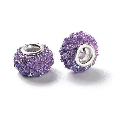 AB Color Resin Rose Flower European Beads RESI-M001-05C-1