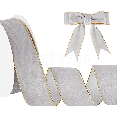 9M Single Face Velvet Ribbon with Gold Edge OCOR-WH0092-09A-1