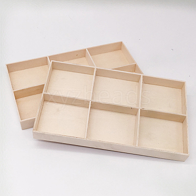 2Pcs 6 Grids Rectangle Wooden Display Trays for Jewelry AJEW-DJ0001-94B-1