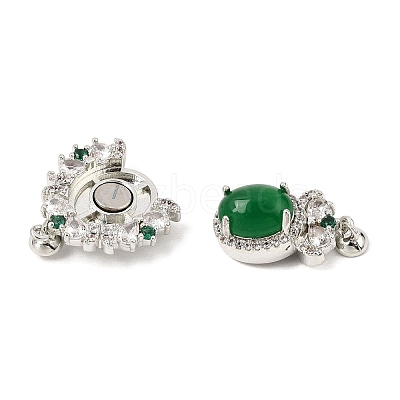 Brass Micro Pave Clear Cubic Zirconia Magnetic Clasps KK-C066-27P-1