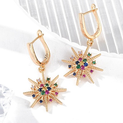 Brass Micro Pave Cubic Zirconia Hoop Earrings EJEW-K300-15G-1