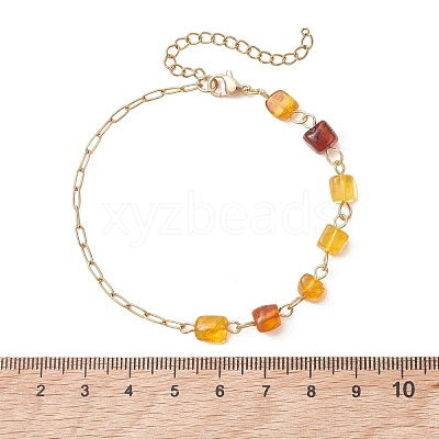 Natural Amber Beads Link Chain Bracelets BJEW-JB13644-01-1