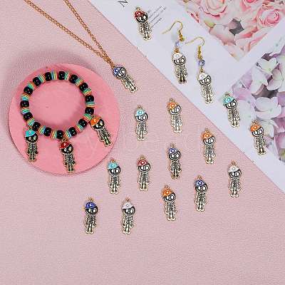 25Pcs 5 Colors Alloy Enamel Pendants ENAM-SZ0004-02-1