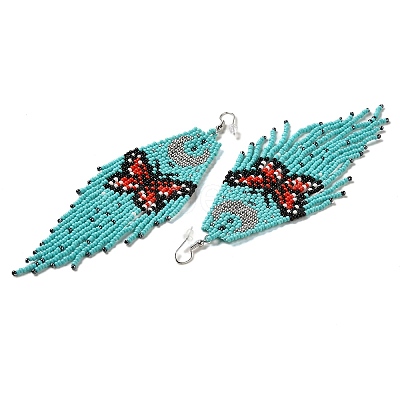 Bohemia Woven Glass Seed Bead Dangle Earrings EJEW-A046-02A-1