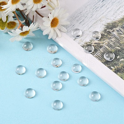 Transparent Half Round Glass Cabochons X-GGLA-R027-12mm-1