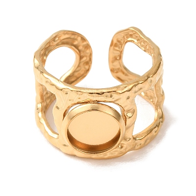 Hammered 304 Stainless Steel Cuff Ring Components SA-CBAC0DF-02A-G-1