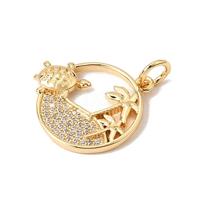 Brass Micro Pave Clear Cubic Zirconia Pendants CU-CBA6344-05G-1