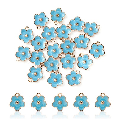 Light Gold Plated Alloy Enamel Pendants ENAM-YW0002-20C-1