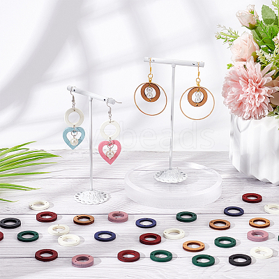140Pcs 7 Colors Wood Connector Charms WOOD-NB0002-21-1