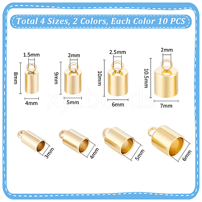 32Pcs 8 Styles 201 Stainless Steel Cord Ends STAS-UN0057-46-1
