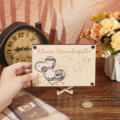 Laser Cut Wooden Money Holder Display Stands AJEW-FG0004-22A-1