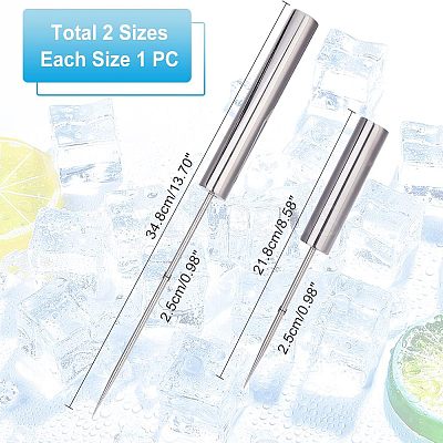 2Pcs 2 Style 201 Stainless Steel Ice Pick TOOL-UN0001-14-1