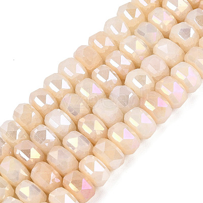 Electroplate Crackle Imitation Jade Glass Beads Strands EGLA-Q135-01A-C08-1