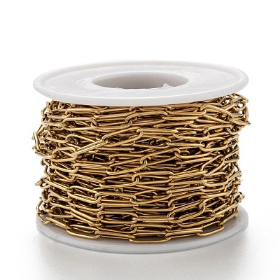 PVD Vacuum Plating 304 Stainless Steel Paperclip Chains CHS-L022-03B-G-1