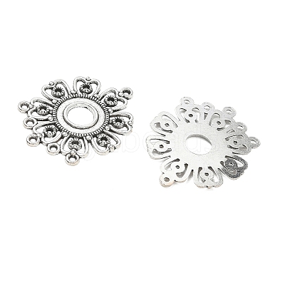 Tibetan Style Alloy Connector Cabochon Settings X-EA541Y-NF-1