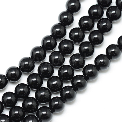 Synthetic Black Stone Bead Strands X-G-R345-6mm-35-1-1