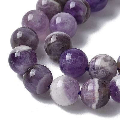 Round Natural Chevron Amethyst Bead Strands G-S380-01B-1